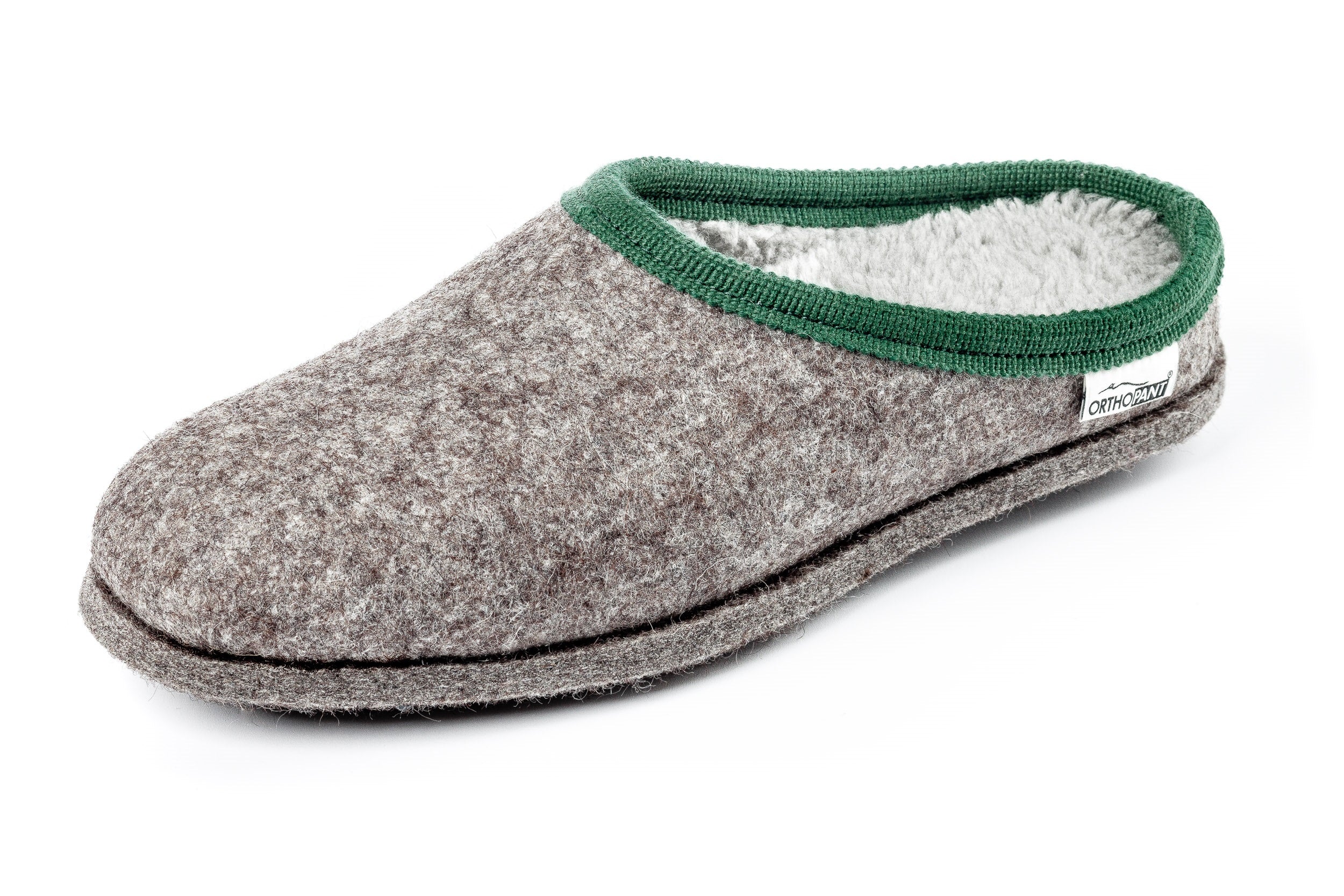 Pantofole in feltro BAITA - grigio con bordo verde – Orthopant